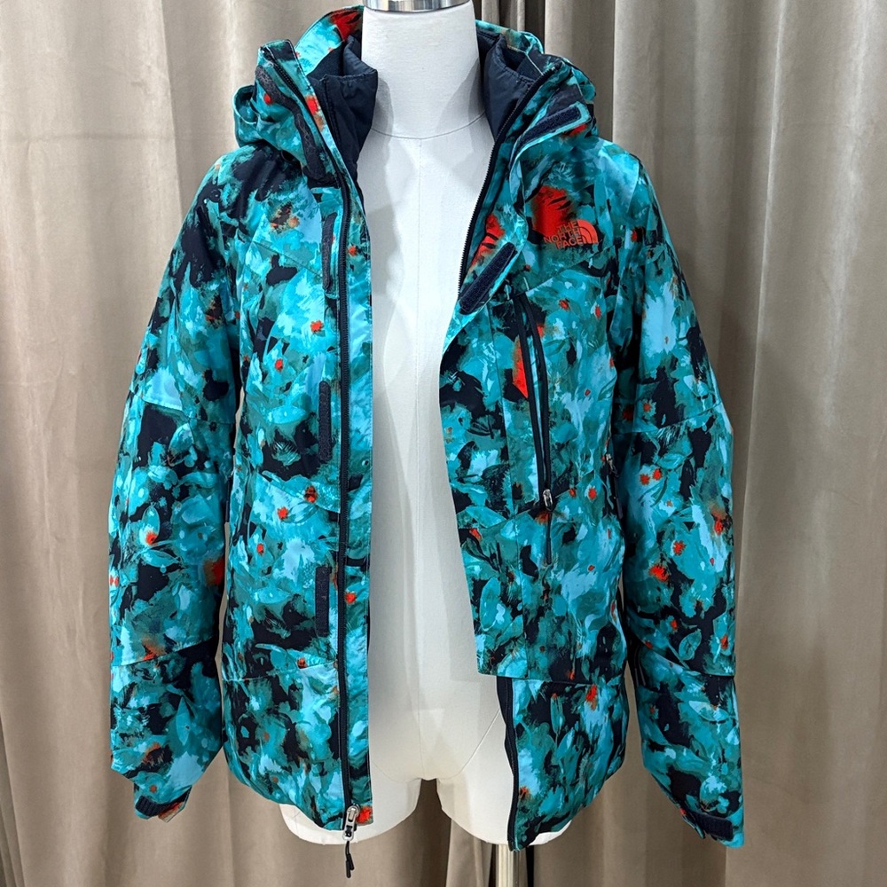 The North Face Teal and Red Patterned Jacket